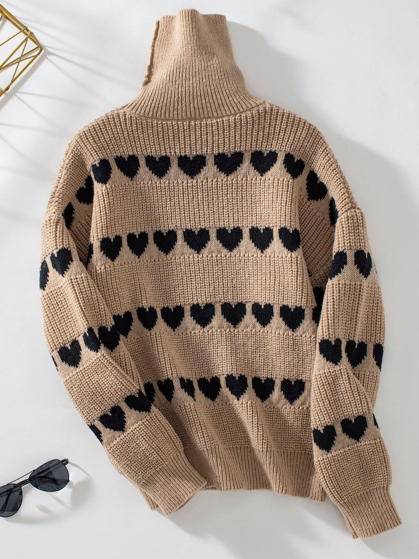 Lapel love pullover fashion long-sleeved sweater