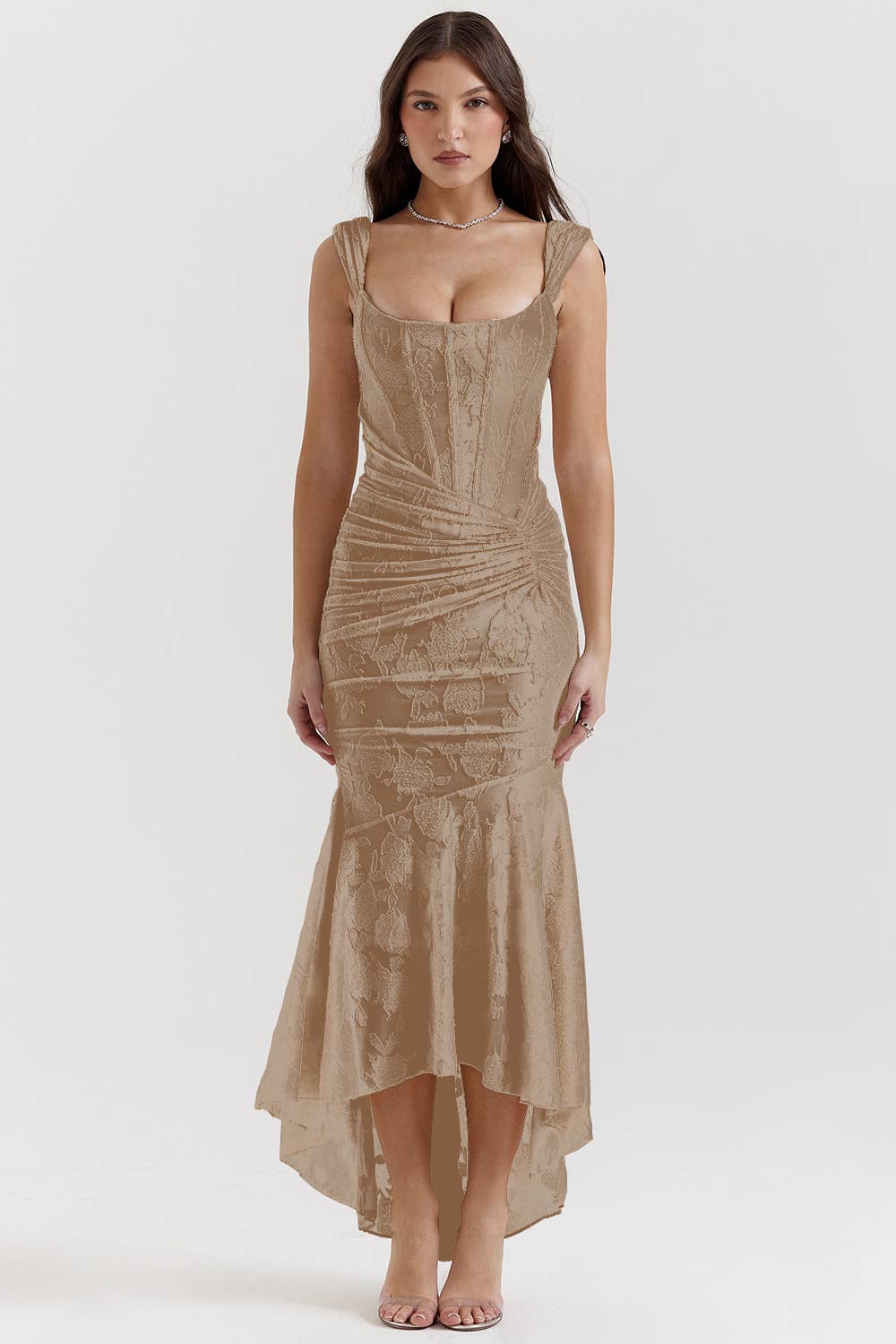 Fashion breastless fishbone wrapped hip dress