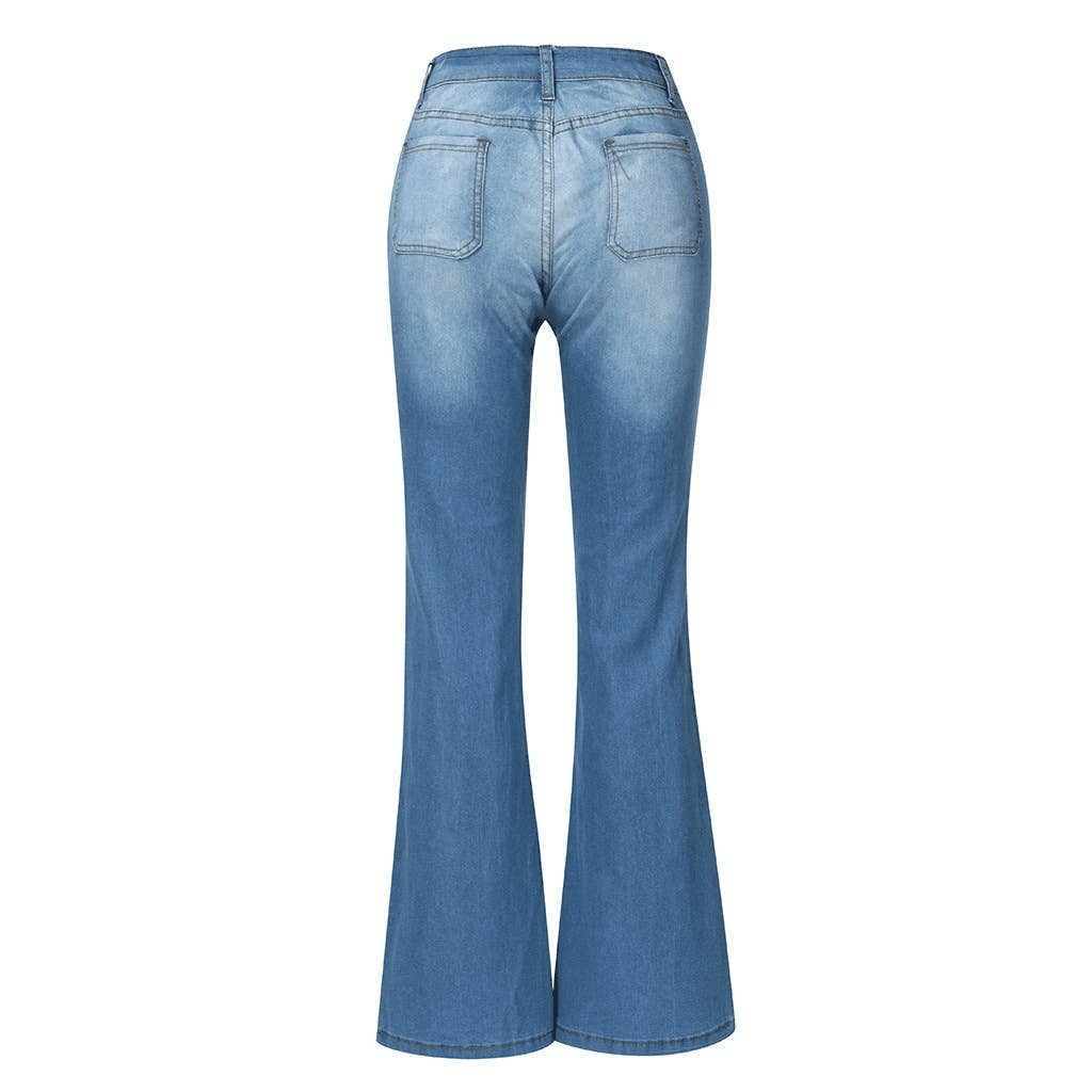 Breasted flared flared high-bounce slim jeans