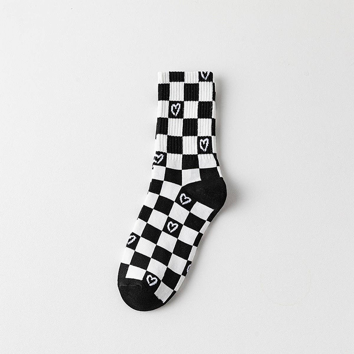 CWMS02737_UNISEX ATHLETIC CREW SOCKS BLACK WHITE
