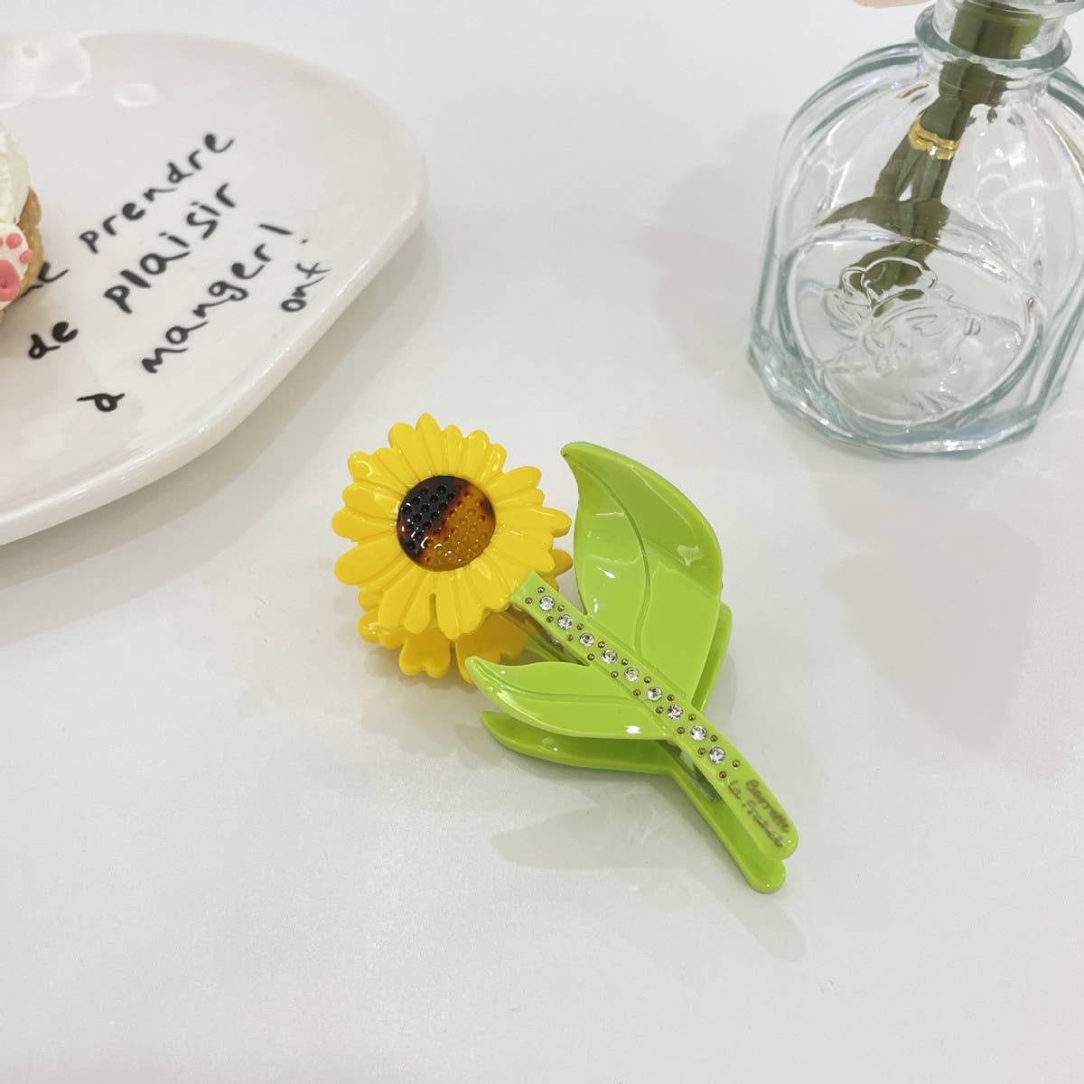 Rhinestone Flower Hair Claw - Tulip Sunflower Clip_CWAHA0966