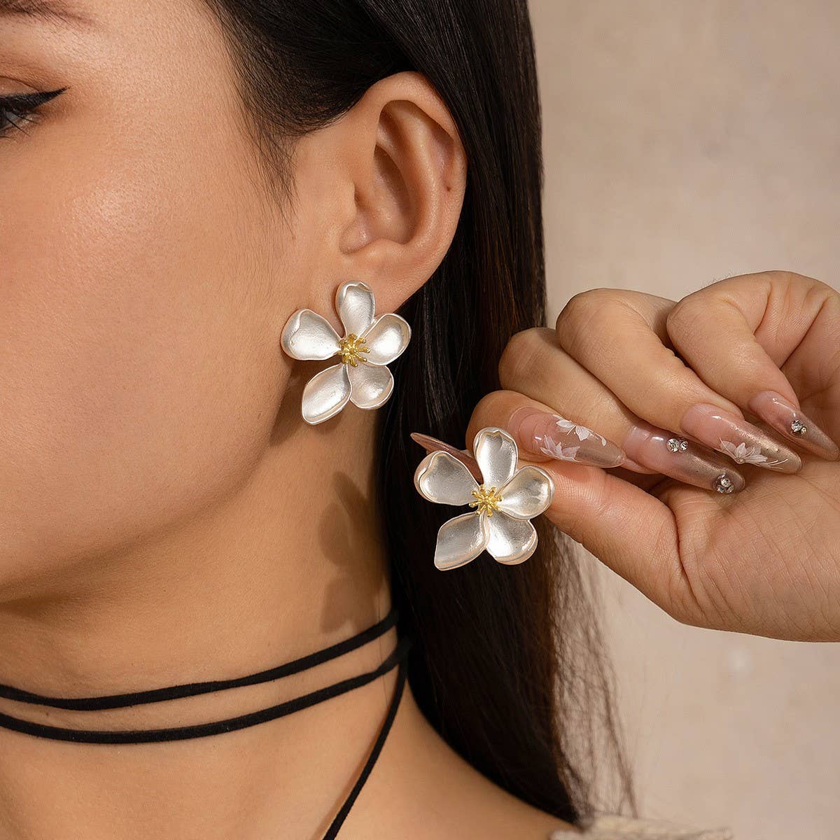 SWEET AND COOL 3D GINKGO LEAF AND FLOWER EARRINGS