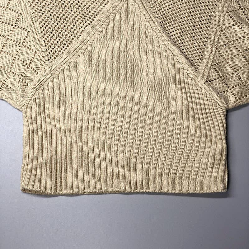 Hooded bat V-neck cinched waist sweater