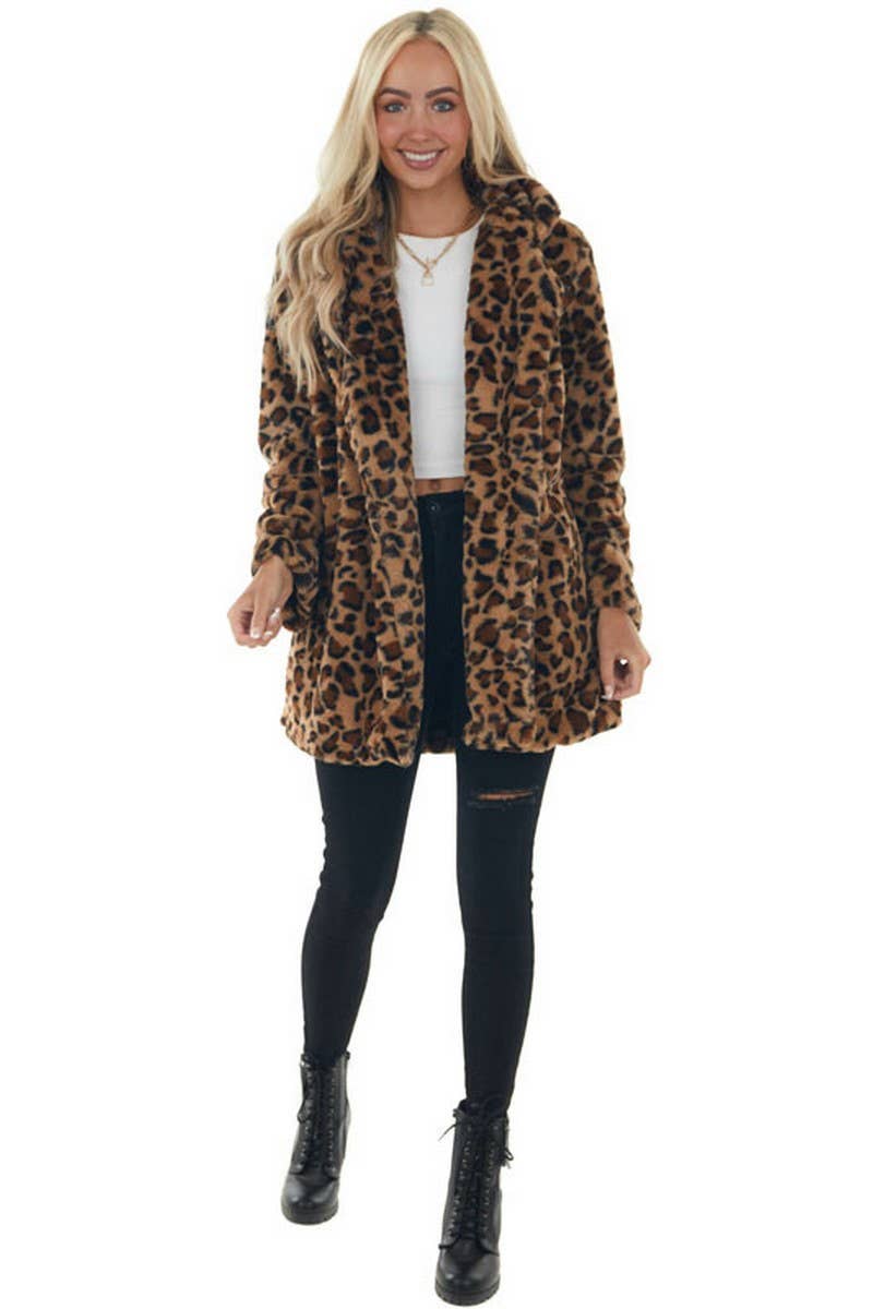 CWOCO00205_CASUAL LOOSE LEOPARD FAUX FUR COAT