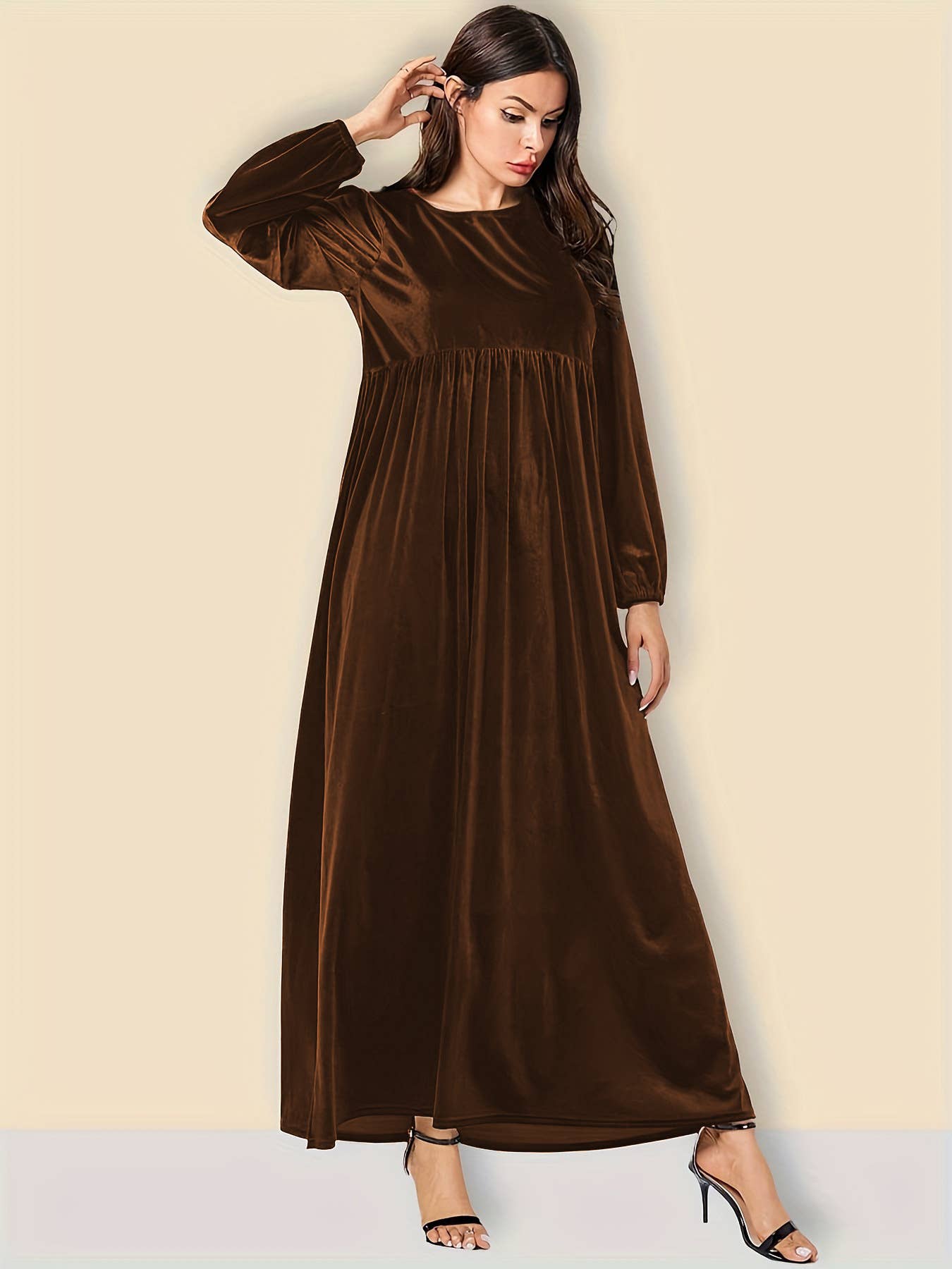 Fashionable round-neck velvet loose dress