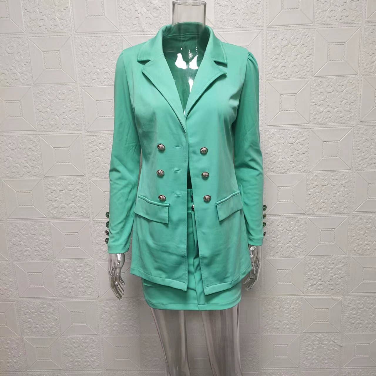 Fashionable printed puffed-sleeve suit jacket