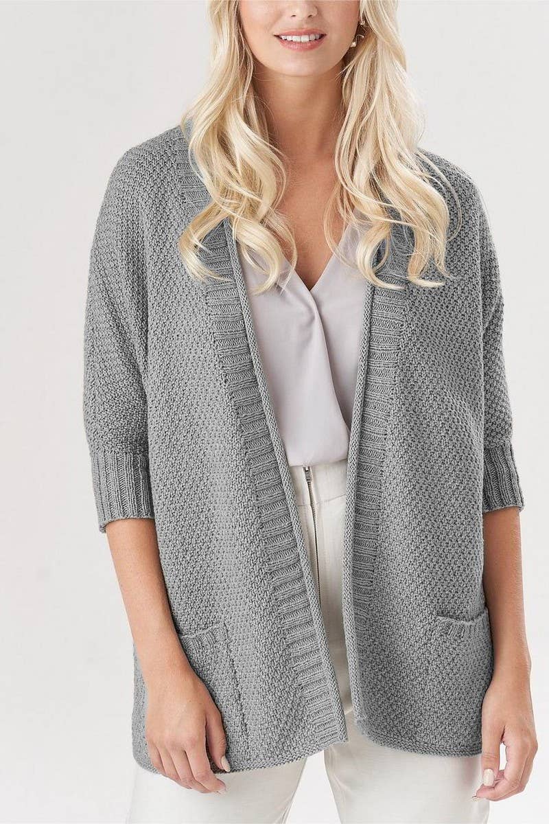 CWOCAL1634_SOLID COLOR LOOSE POCKET KNITTED CARDIGAN