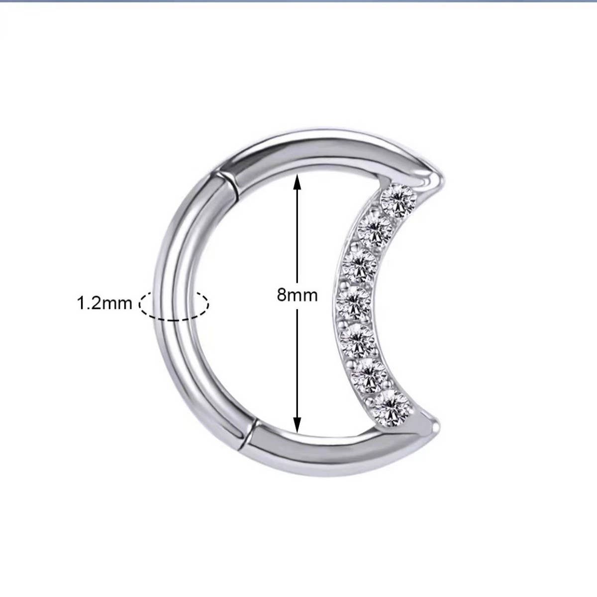 Full Rhinestone Punk Nose Ring in Stainless Steel