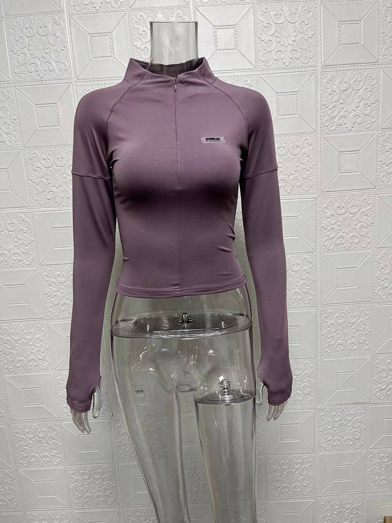 Semi-high-neck tight long-sleeved layer top