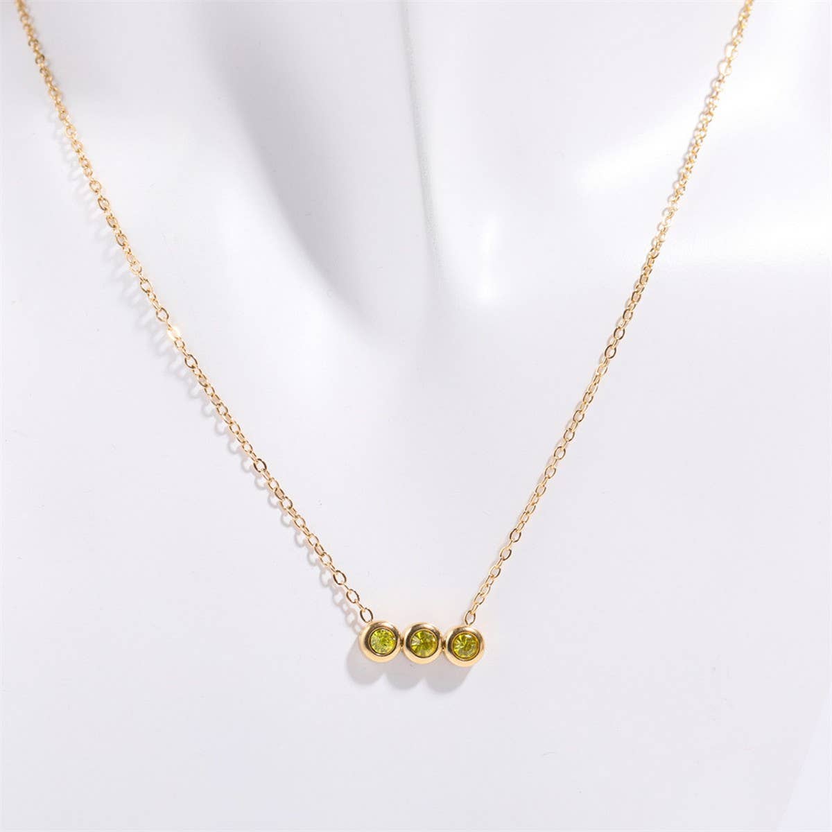 12 Birthstone Pendant Clavicle Necklace_CWMM5670