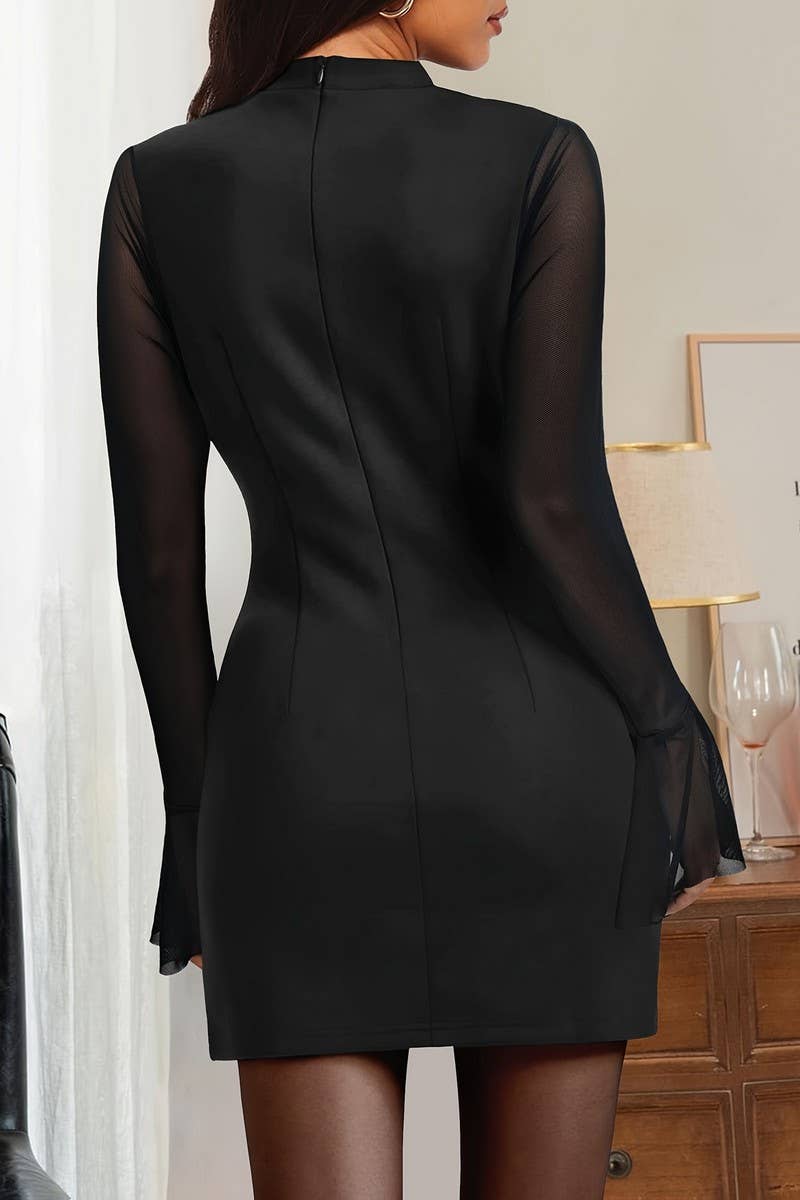 CWDSD7586_SPRING AND SUMMER SEMI-TRANSPARENT SLIM DRESS