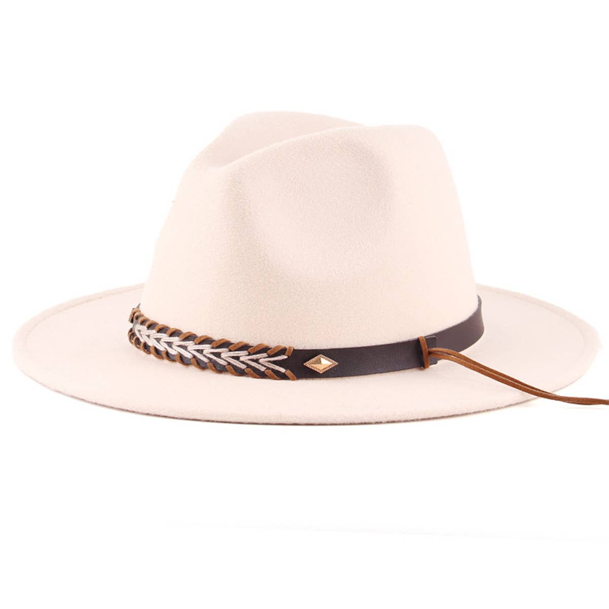 SIMPLE BELT BUCKLE FELT HAT JAZZ HAT_CWAH0751
