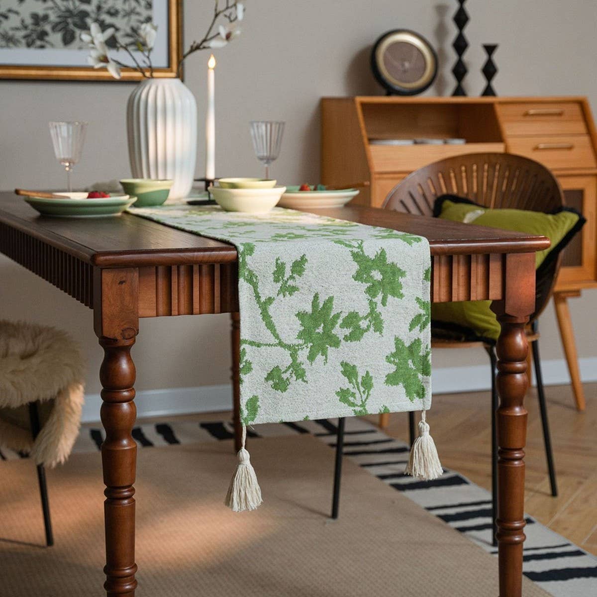 FLORAL FASHION CASUAL TASSEL TABLECLOTH