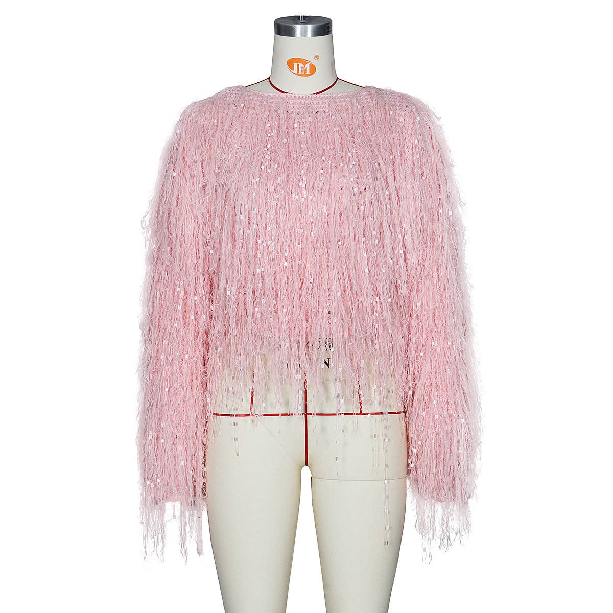 STYLISH HAND-KNITTED PULLOVER SWEATER WITH FRINGE