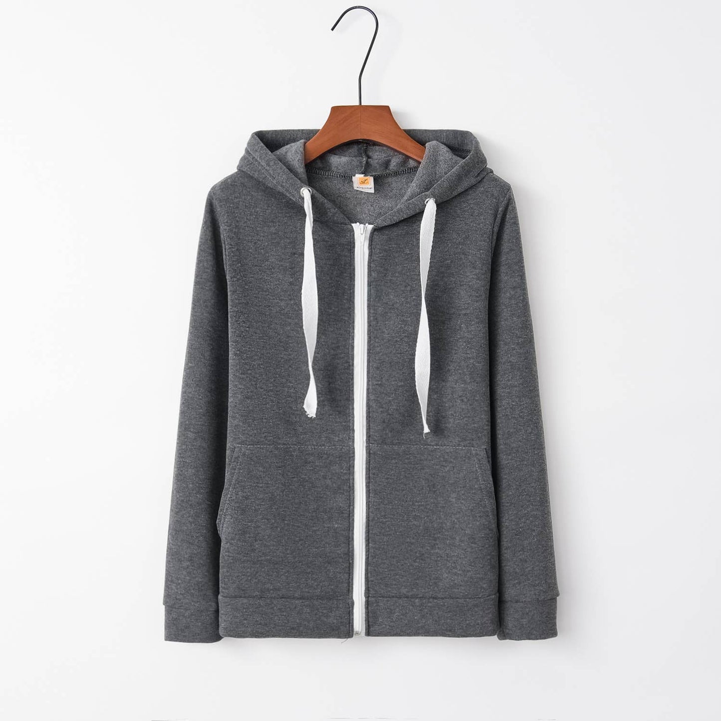 HOODED ZIPPER LONG-SLEEVED FLEECE CARDIGAN COAT