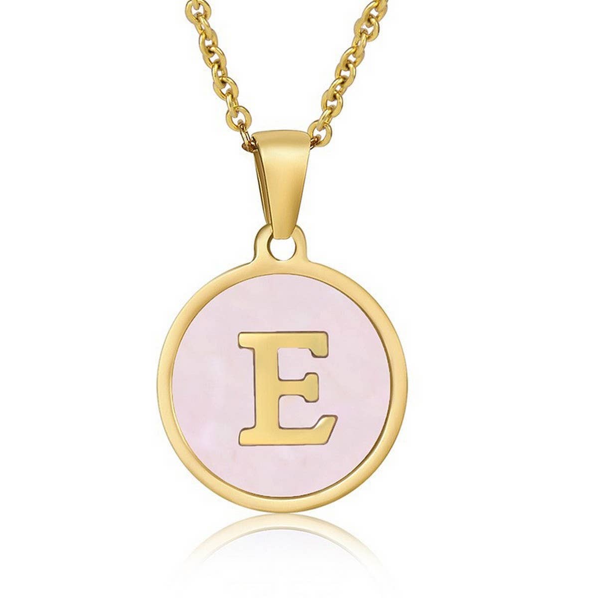 ROUND 18K GOLD STAINLESS STEEL 26LETTERS NECKLACE