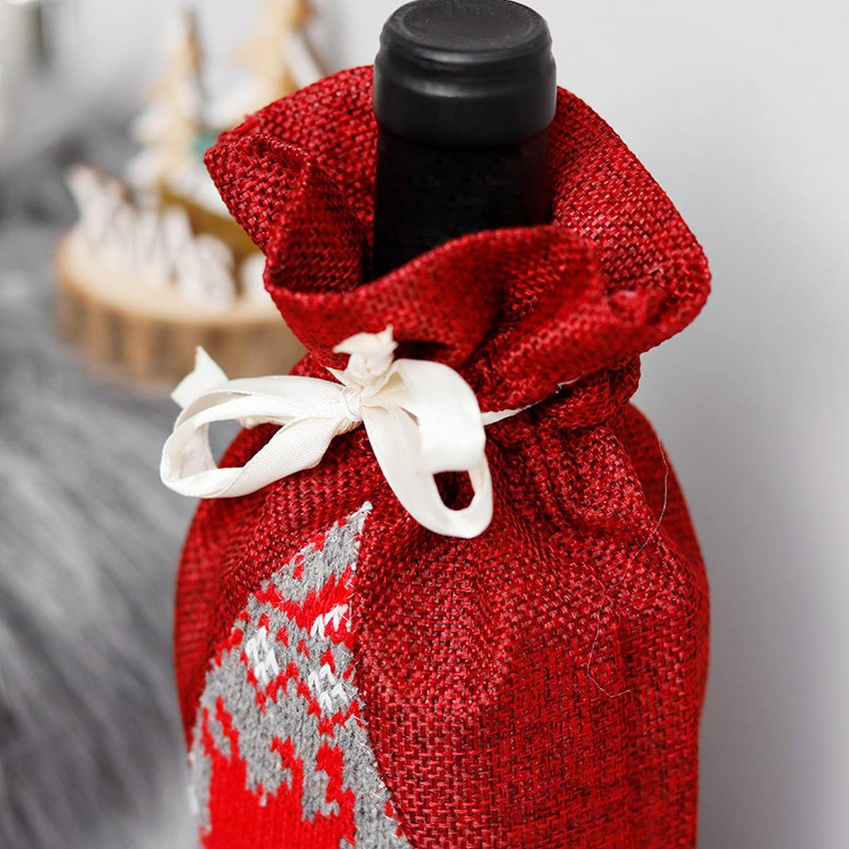 Rudolph 3D Santa Wine Bottle Bag with Beard_CWAJE05397