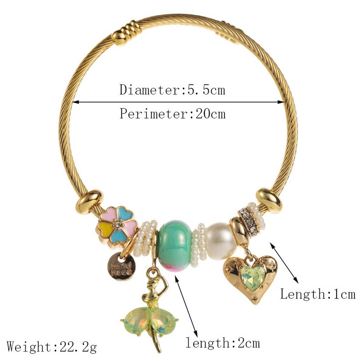 Stylish Stainless Steel Bracelet with Crystal Charms_CWMM860