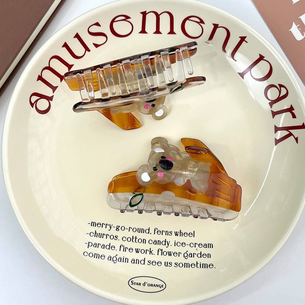 Clear Koala Acetate Hair Claw Clip with Tree