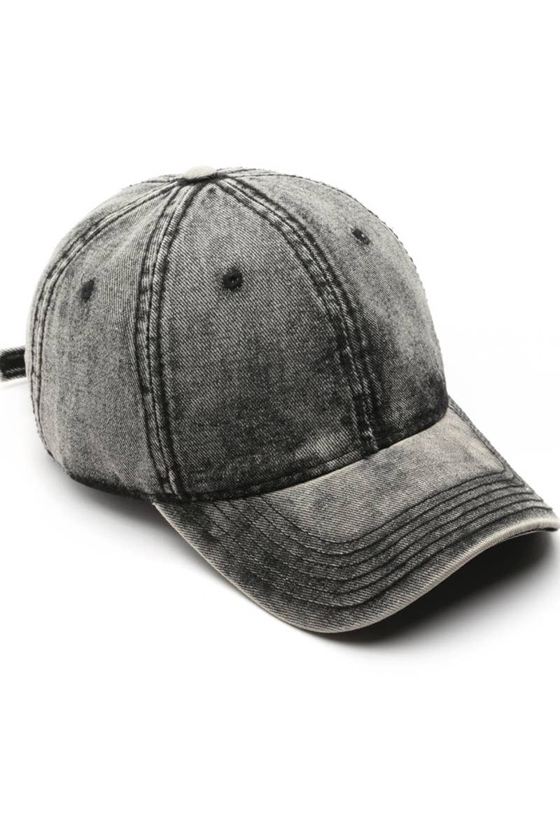 Washed Denim Solid Baseball Cap Street Style_CWAH0527