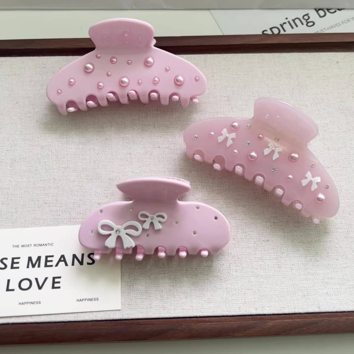 Pink Bow Acetate Claw Clip ??Cute & Elegant Style_CWAHA5708
