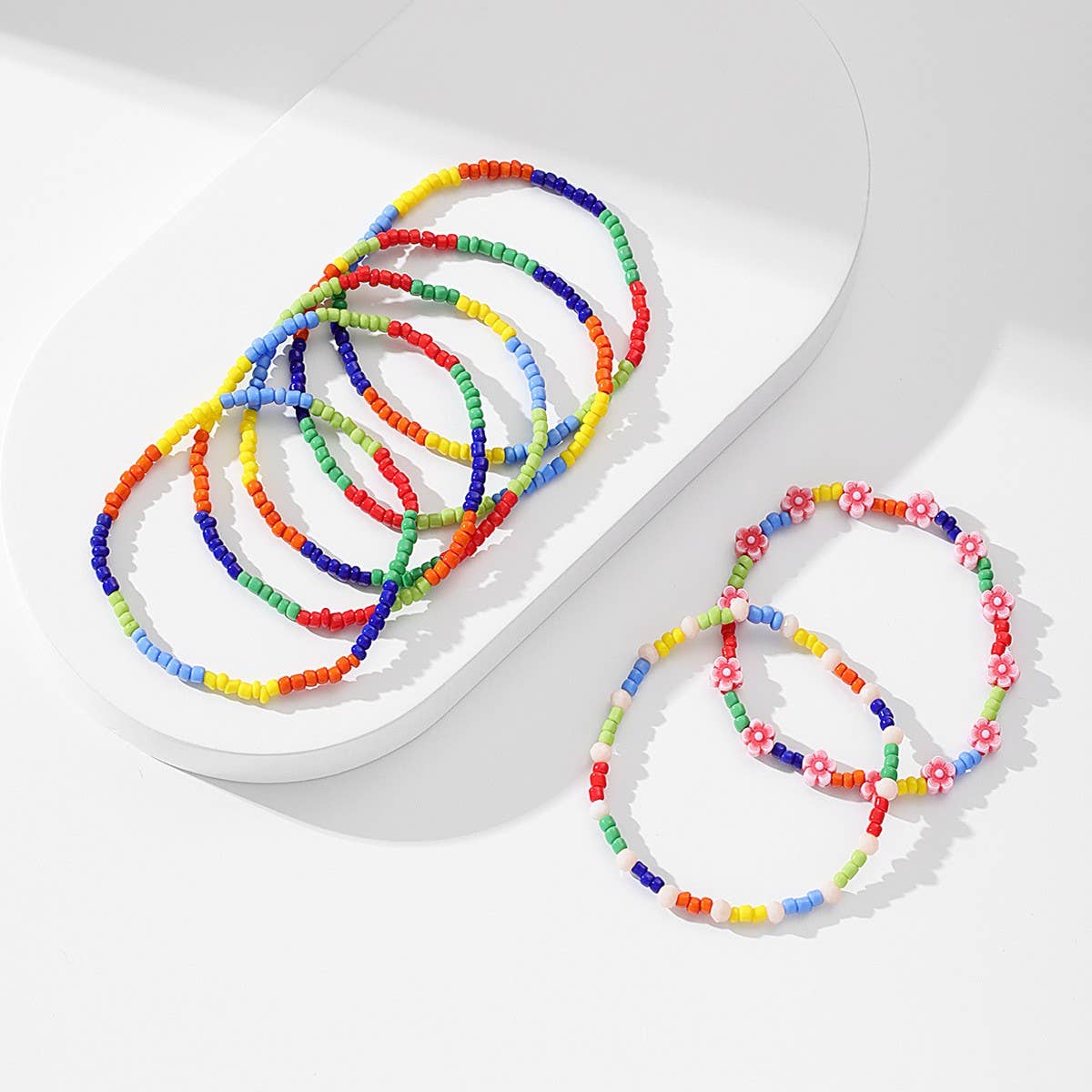 Boho Beaded Anklet Set ??Crystal & Glass Beads_CWMM6354