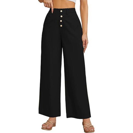 High-waisted loose straight leg wide-leg pants