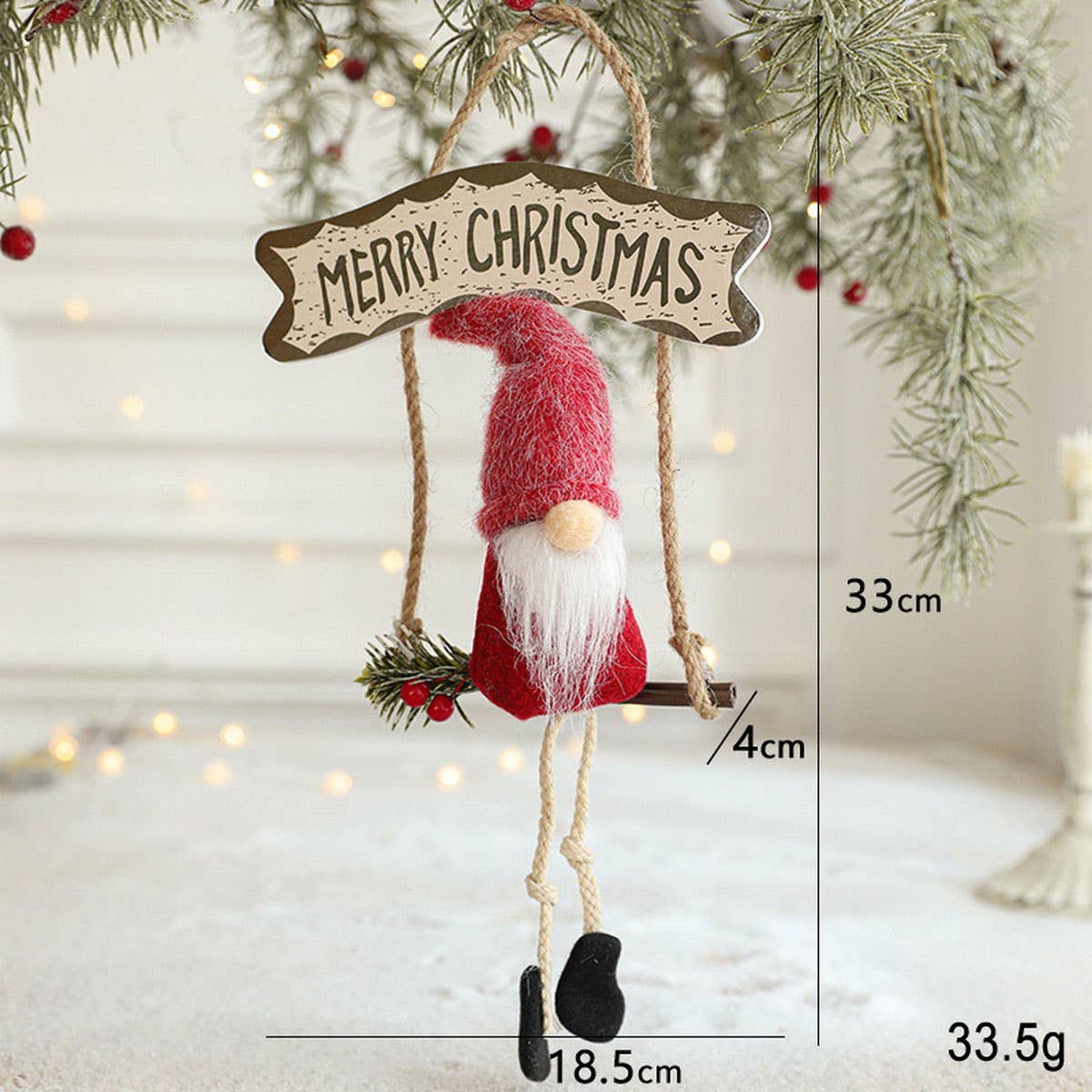 Red Felt Bird Santa Christmas Tree Hanging_CWMM9679