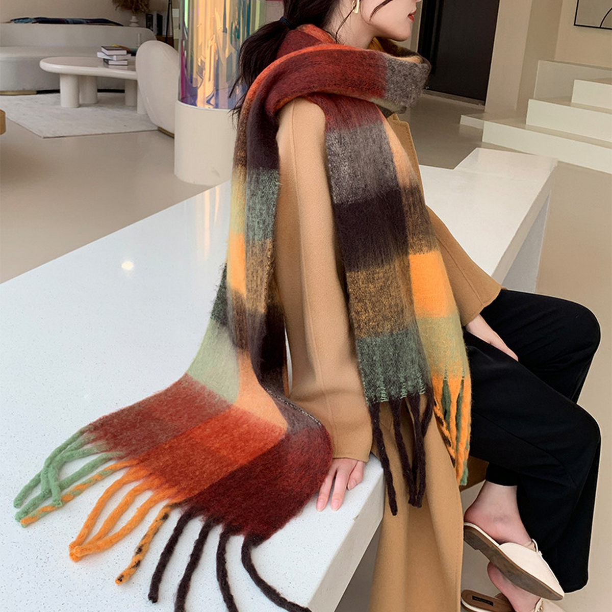 Plush AC Scarf ??Thick Soft Winter Wrap_CWASC2701