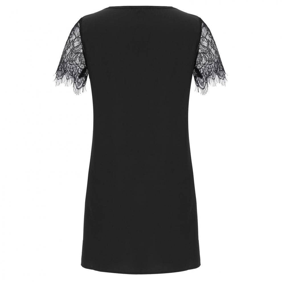 Sequin patchwork V-neck lace lace loose dress