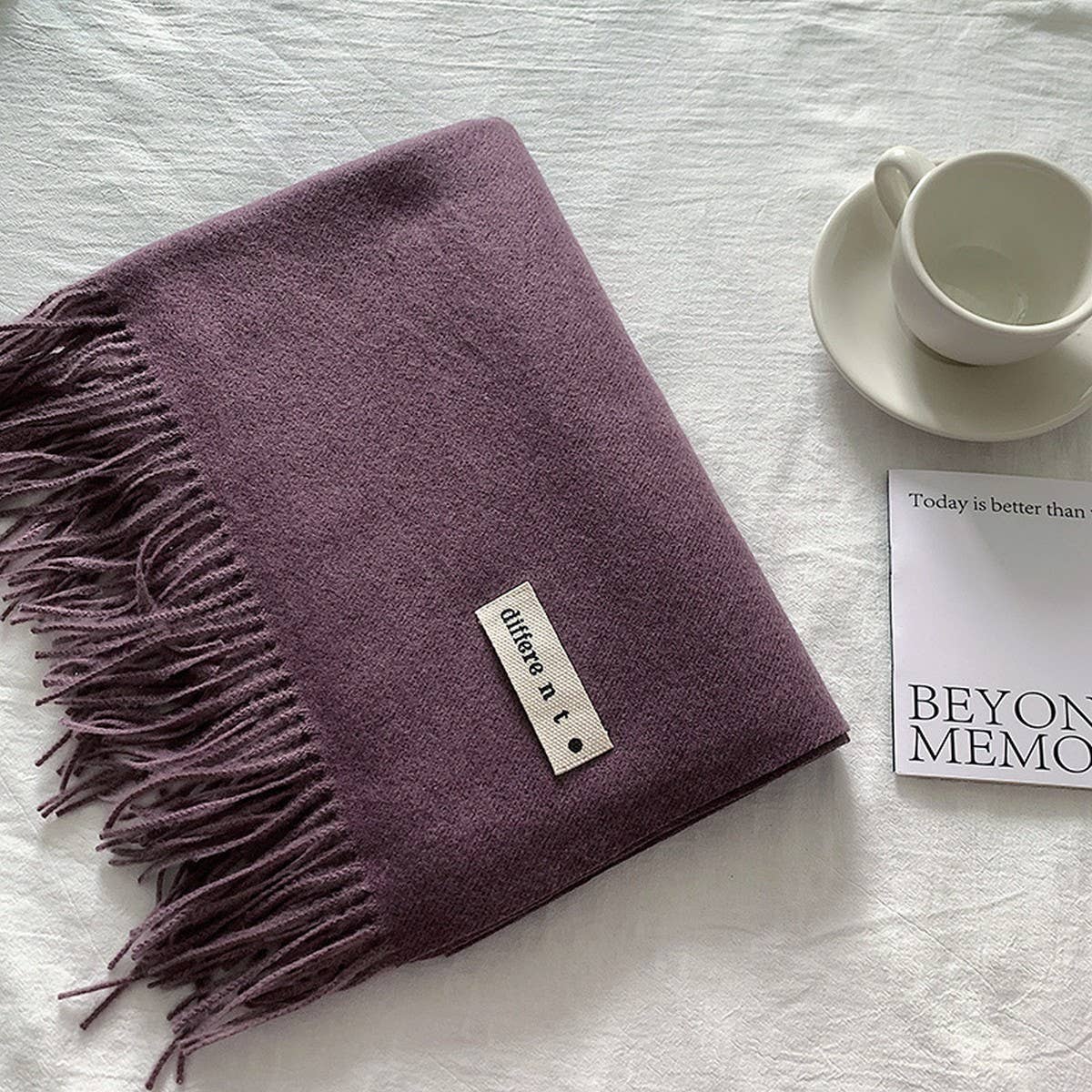 Colorblock Tassel Scarf - Thick Wrap for Students