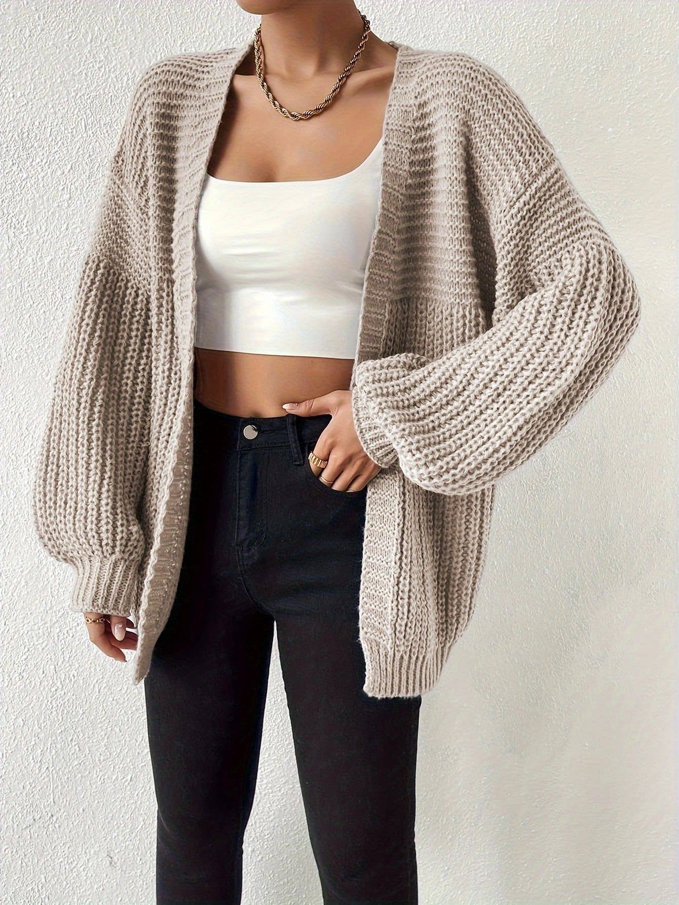 Solid-colored laid-back simple loose cardigan