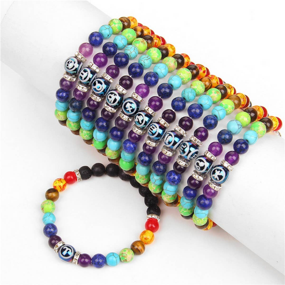 CWAJE3877_TWELVE CONSTELLATIONS COLORFUL BEADS BRACELET