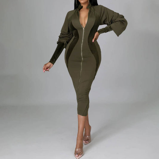 FLANNELETTE SPLICING TEMPERAMENT WOMEN'S DRESS