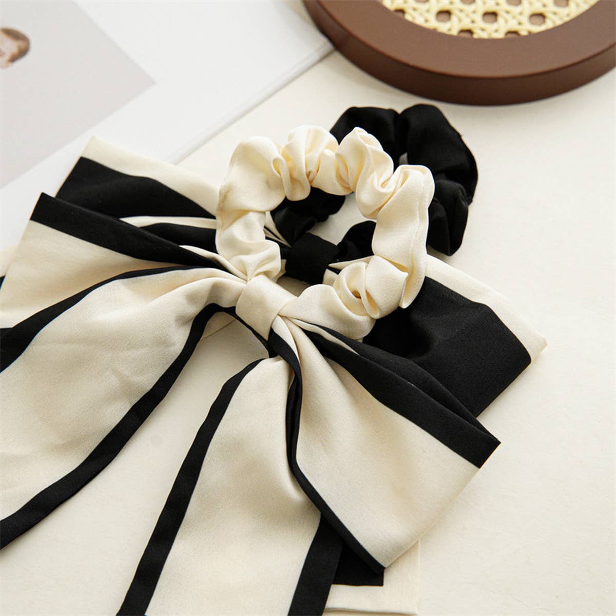 RETRO RIBBON BOW HAIR TIE_CWAHA0843