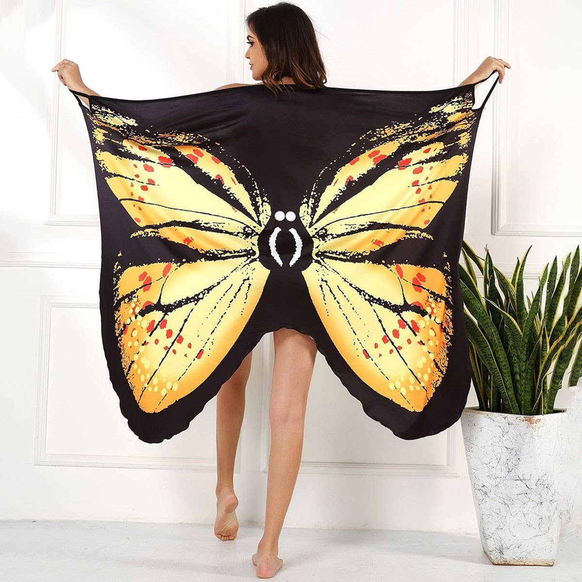 Sexy 3D Butterfly Print Sling Beach Cover-Up