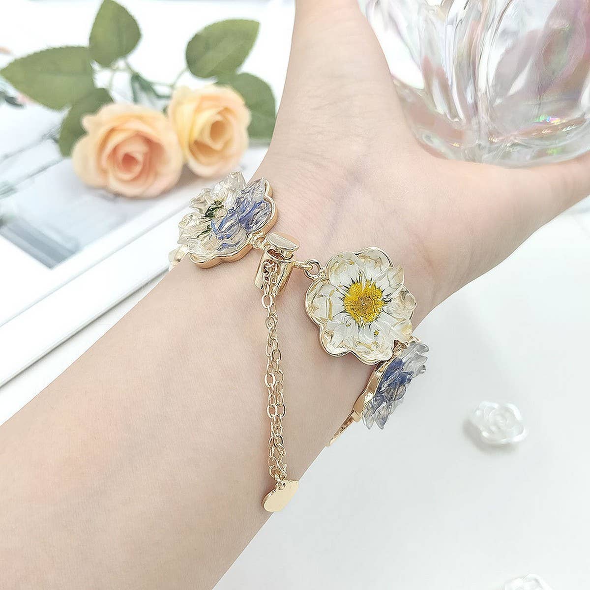 IWATCH8-1 TRANSPARENT DAISY DRIED FLOWER STRAP