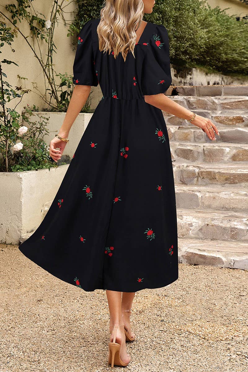 CWDMD6220_FLORAL LANTERN SLEEVE ELEGANT MAXI DRESS