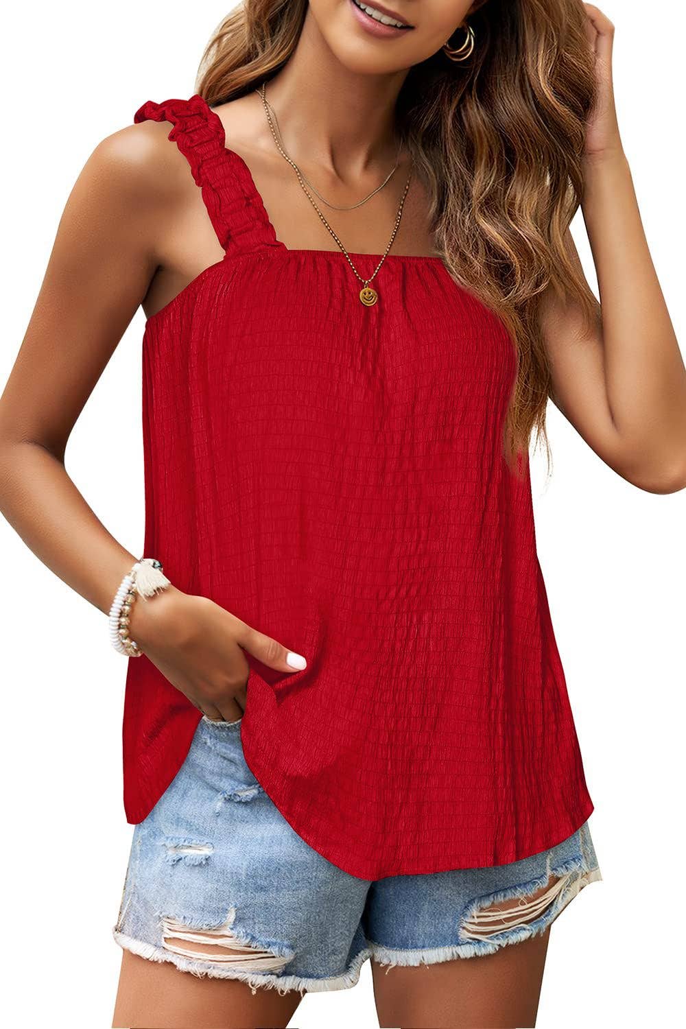 SOLID COLOR CAMISOLE TOP WITH PIT-STRIPED ELASTIC