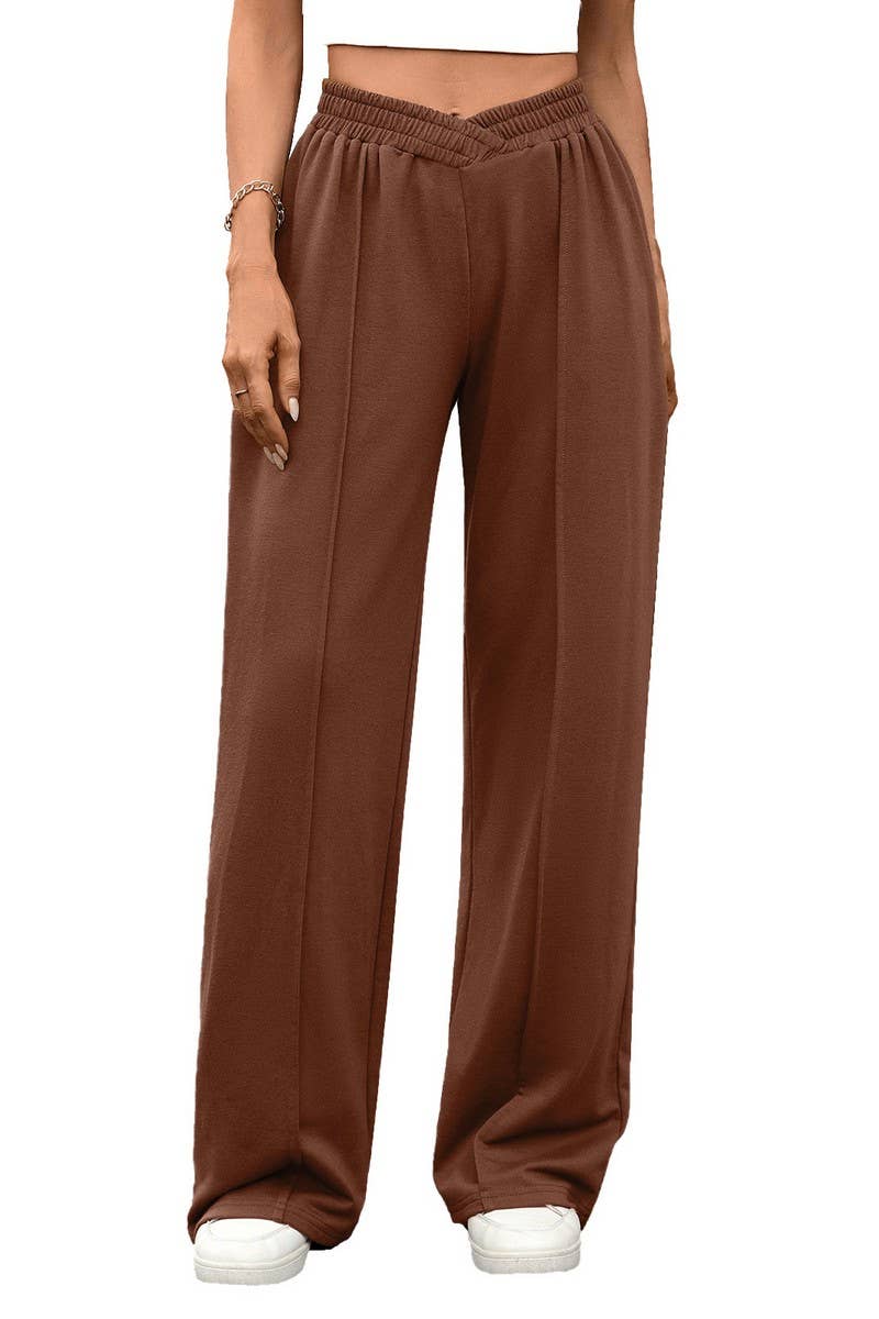 CWBLP01091_CASUAL ELASTIC WAIST WIDE LEG TROUSERS