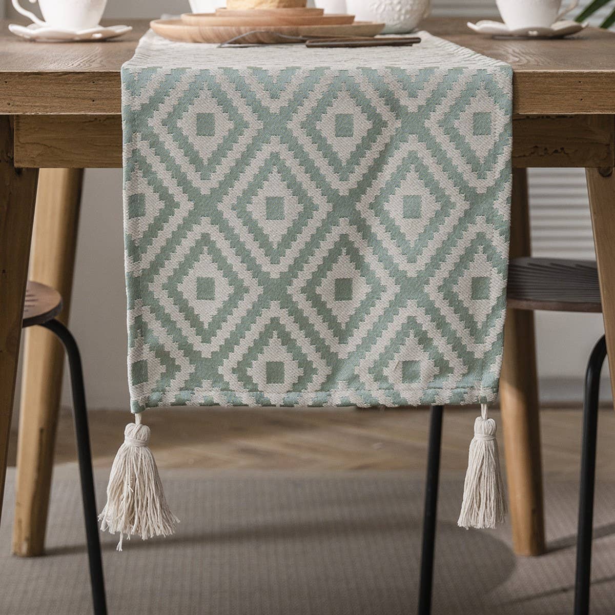 GEOMETRIC TASSEL VERSATILE TABLE RUNNER