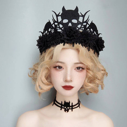 HALLOWEEN WITCH DEMON SKULL FLOWER CROWN