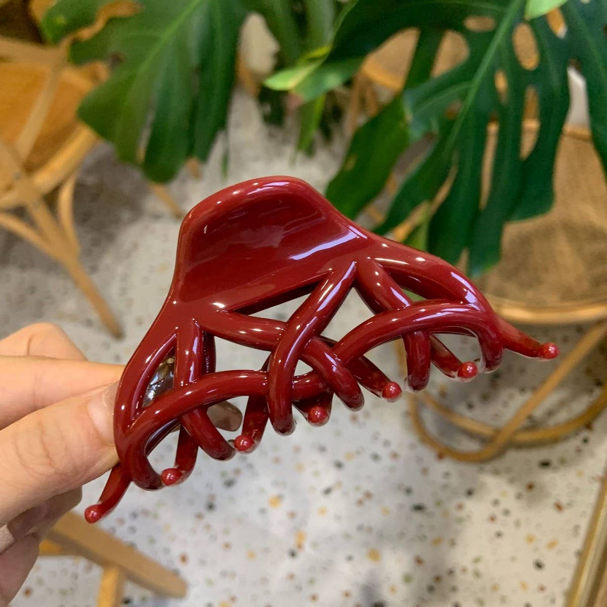 CWAHA4448_NEW RED ELEGANT AND HIGH-END HAIRPIN