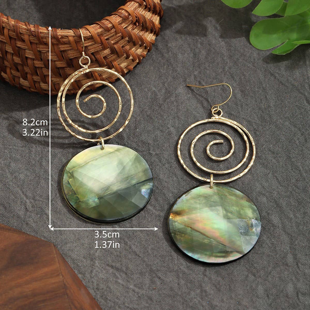 FASHIONABLE MOSQUITO COIL SHELL DISC EARRINGS