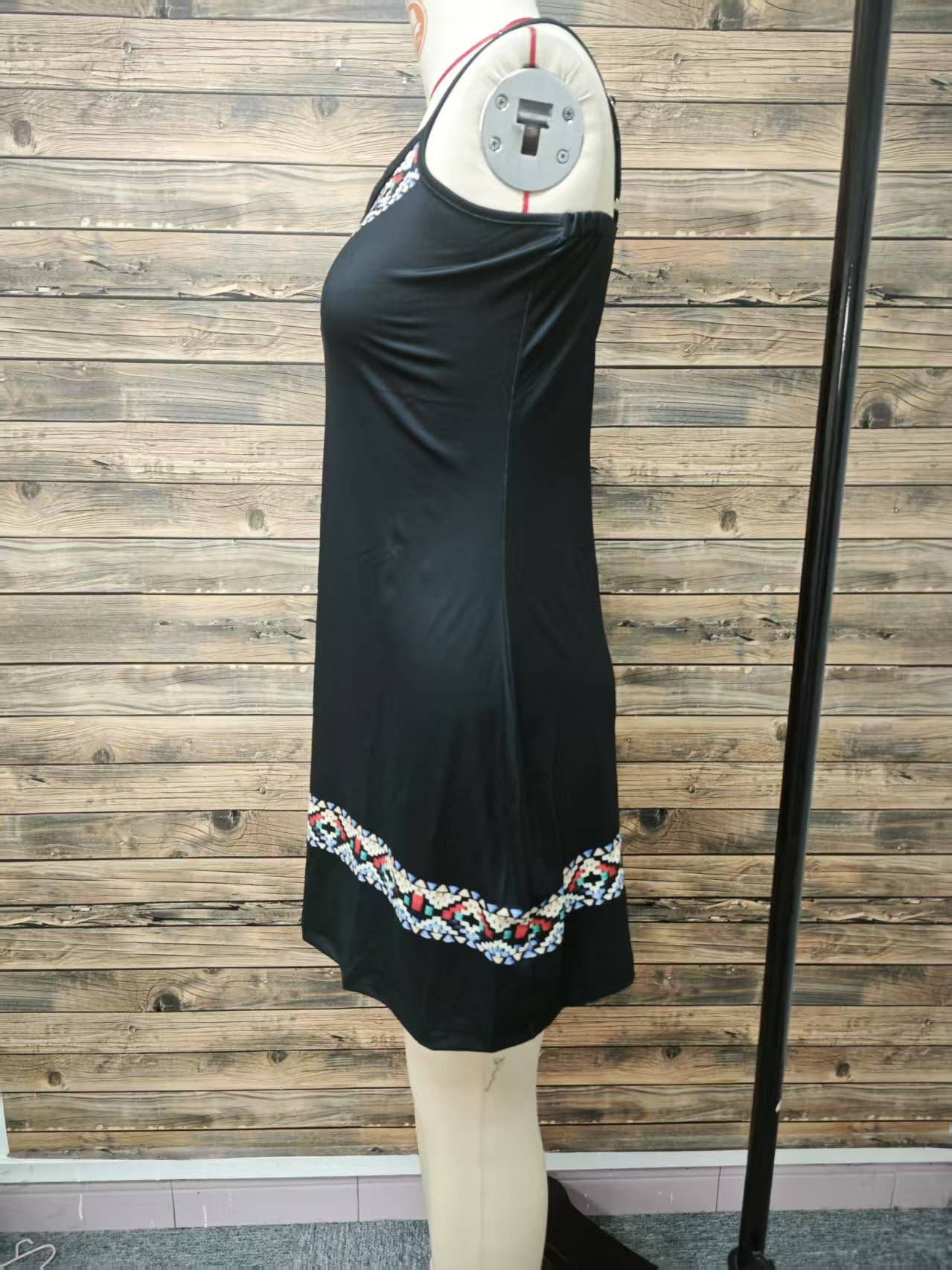 Fashionable ethnic printed sexy lace halter dress