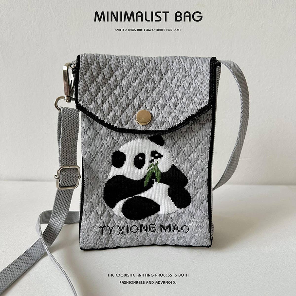 CUTE CARTOON PANDA KNITTED SHOULDER BAG_CWAB1520