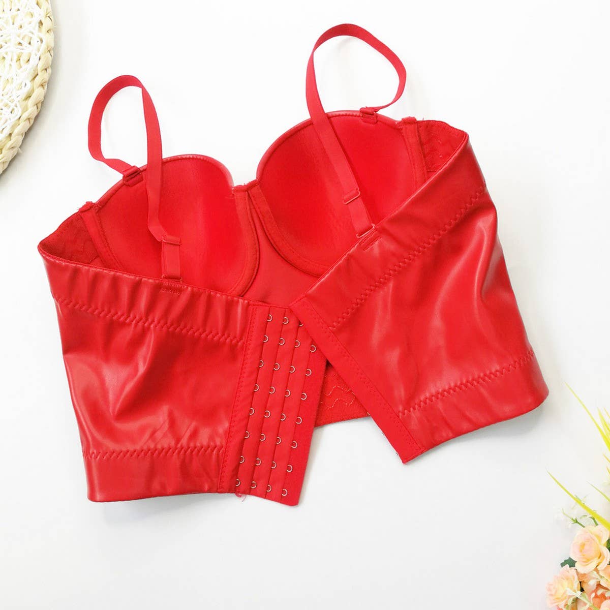 FAUX SHEEPSKIN SEXY GATHERED HERRINGBONE BRA