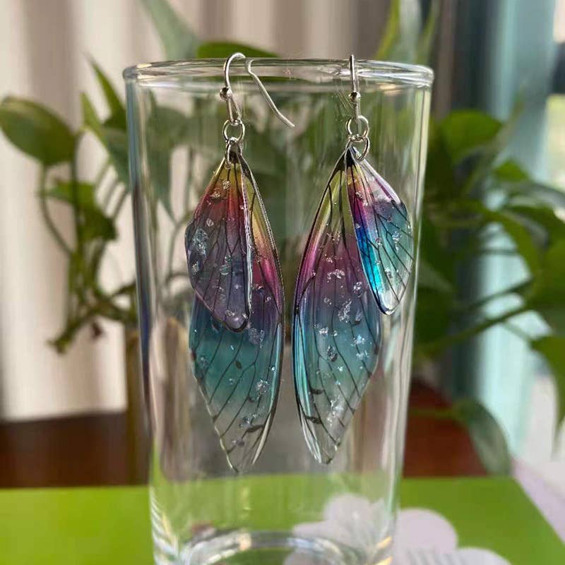 S925 Silver Cicada Wing Wing Butterfly Earrings
