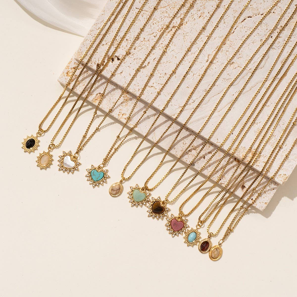 Minimalist Heart Necklace with Blue Tiger's Eye