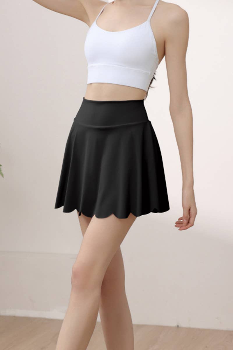 CWBSP0517_HIGH WAIST PETAL ANTI-EXPOSURE SPORTS SKIRT